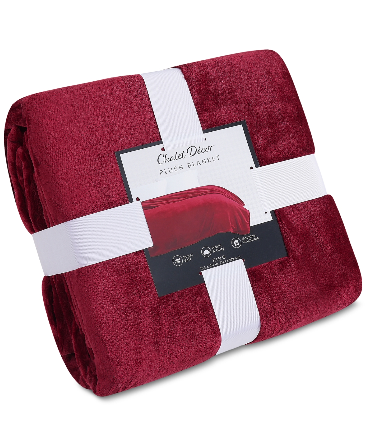 Chalet Decor Velvety Soft Plush Blanket, King In Red
