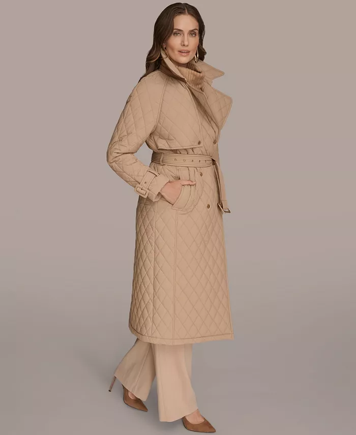 Women's Belted Maxi Quilted Coat - thumbnail 3