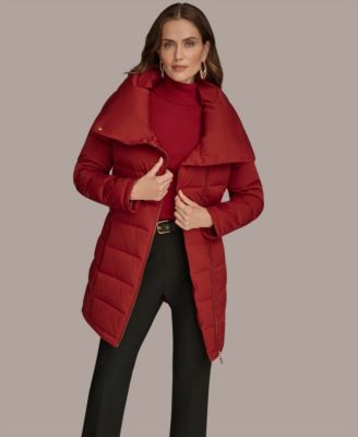 Women's Belted Asymmetric Puffer Coat