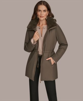 Women's Faux-Fur-Collar Short Puffer Coat