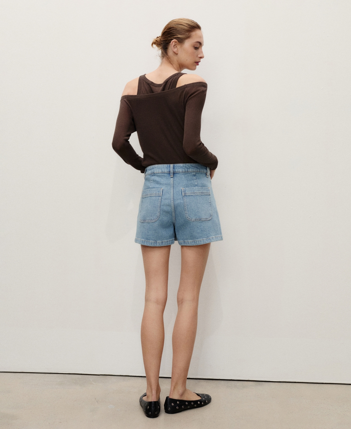 Mango Patch Pocket Denim Shorts In Blue