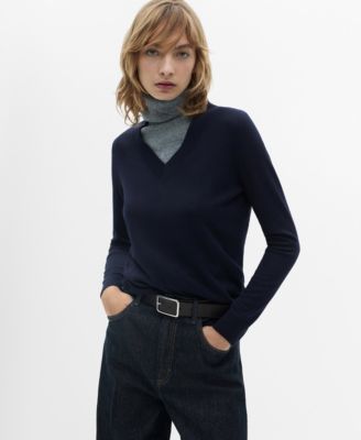 MANGO - Women's V-Neck Knit Sweater