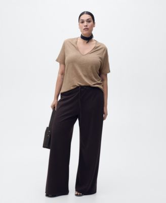 Women's V-Neck Linen T-Shirt