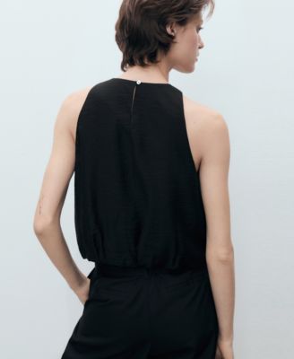 Women's Puffed Hem Lyocell-Blend Top