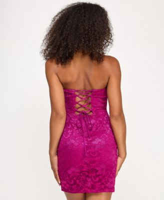 Juniors' Strapless Sweetheart Neck Short Dress