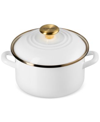 Enamel on Steel 3.8-Quart Petite Stockpot with Gold Rim