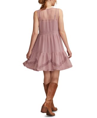 Women's Mesh Tiered Crewneck Mini Dress