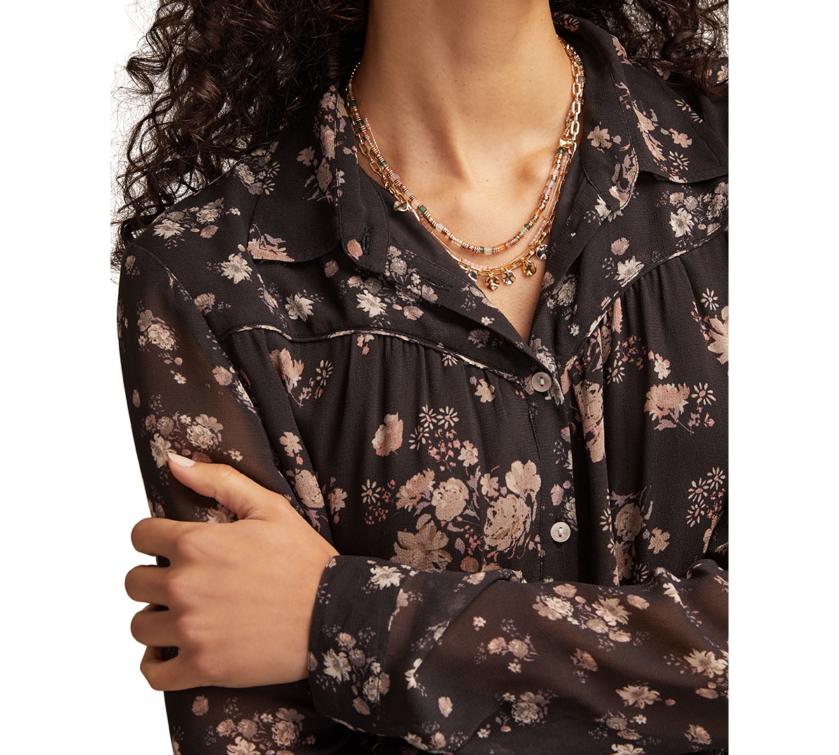 Lucky Brand Floral Button-up Shirt In Multi