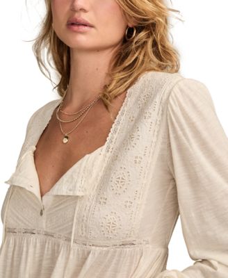 Women's Embroidered Yoke Square Neck Top