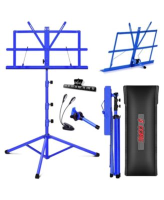 Music Stand Adjustable Desktop Book Stands Portable Sheet Holder All Metal Foldable Bookstand - MUS FLD 4S BLU WLGT