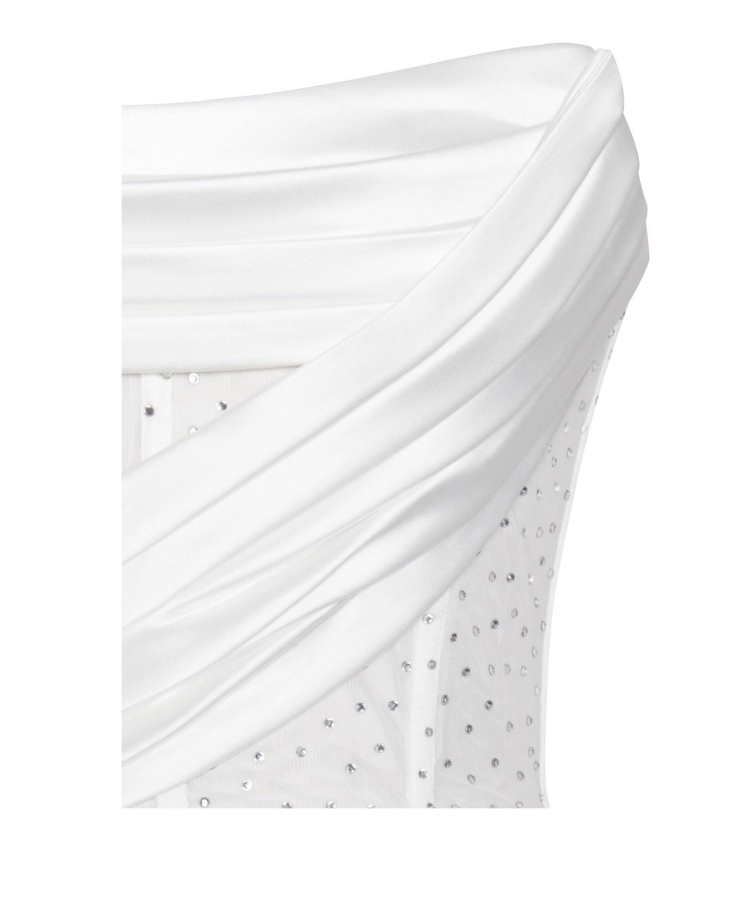 Women Holly White Crystallized Corset High Slit Satin Gown