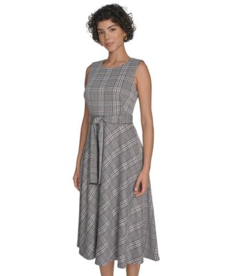 Women's Plaid Sleeveless Midi Dress