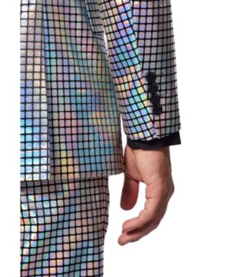 Men's Silver Suit - New Years And Christmas Party Costume - Metallic Shiny Silver - Includes Blazer, Pants and Tie