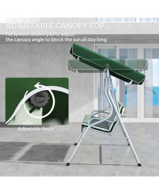 3-Person Porch Swing with Adjustable Canopy, & Stripe