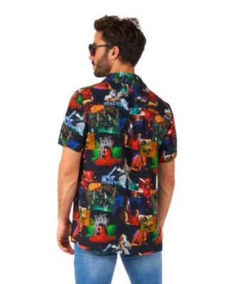 Men's Official GhostFace Hawaii Shirt - Halloween Themed Party Shirt - Short Sleeve - Multicolor