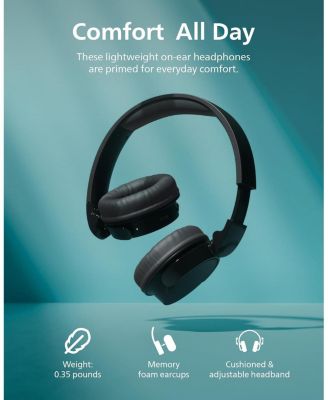 H3209 Wireless Headphones,On-Ear Bluetooth Headphones, 25H Battery Life, Fast Charging, Bluetooth 503, Dark Black