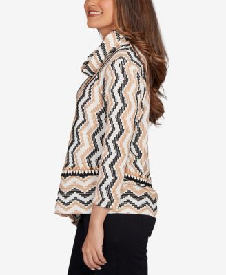 Petite Cowl Neck Zigzig Textured Knit Top