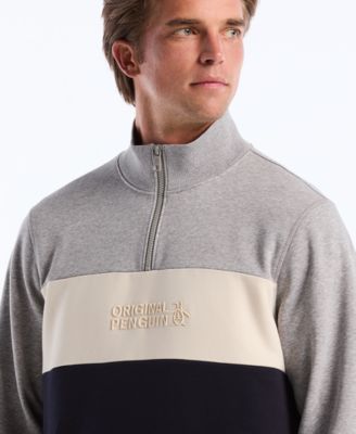 Men's Color-Blocked Fleece Zip Pull On Sweatshirt