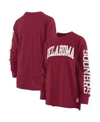 Pressbox - Women's Heathered Crimson Oklahoma Sooners Two-Hit Canyon Long Sleeve T-Shirt