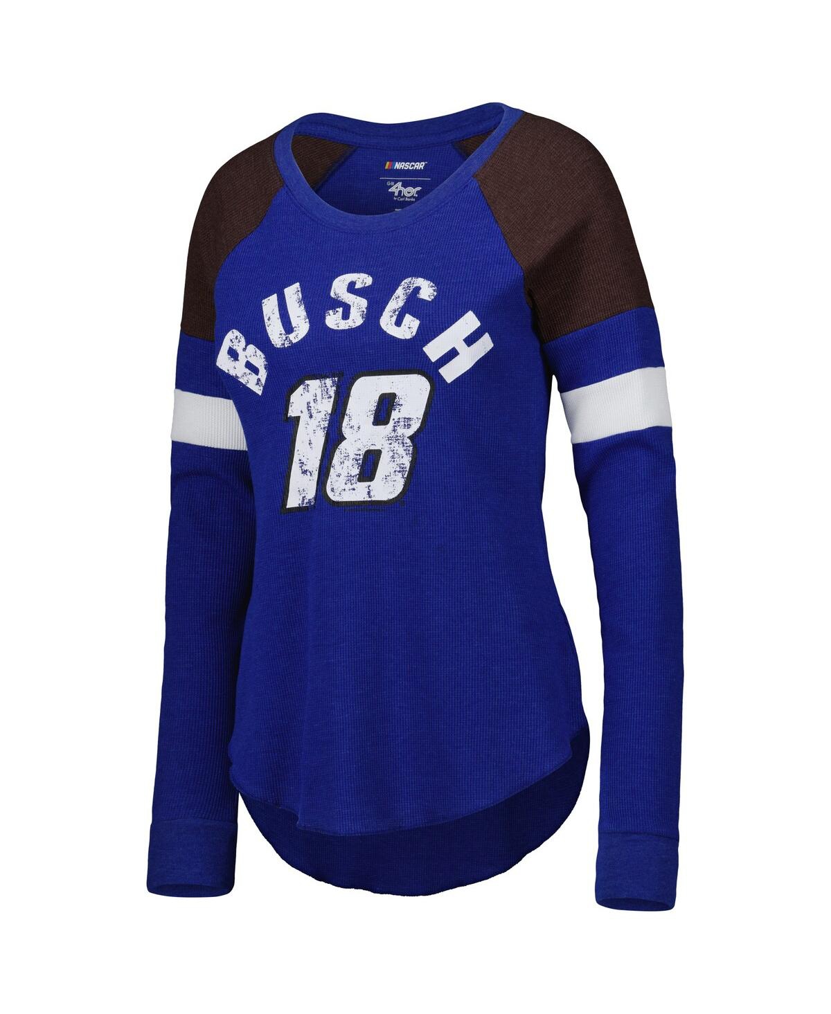 G-iii 4her By Carl Banks Women's Royal Kyle Busch Action Tri-blend Thermal Raglan Long Sleeve T-shirt In Blue