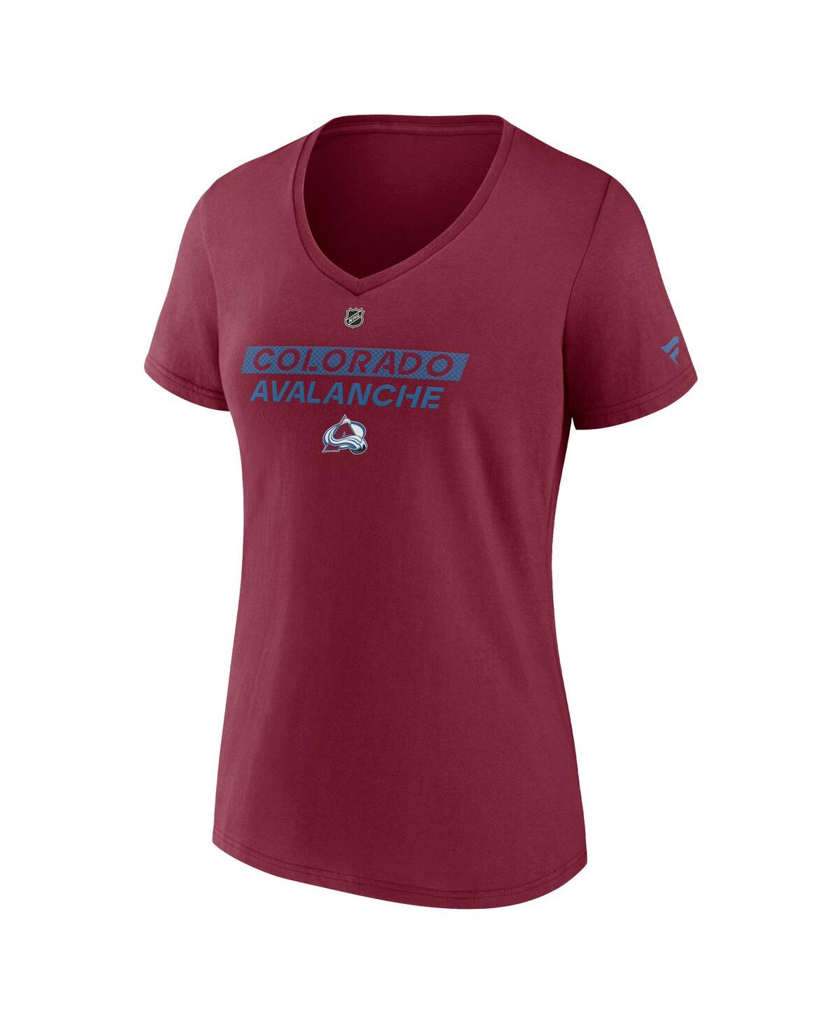 Fanatics Women's Burgundy Colorado Avalanche Authentic Pro Core Primary V-neck T-shirt In Red