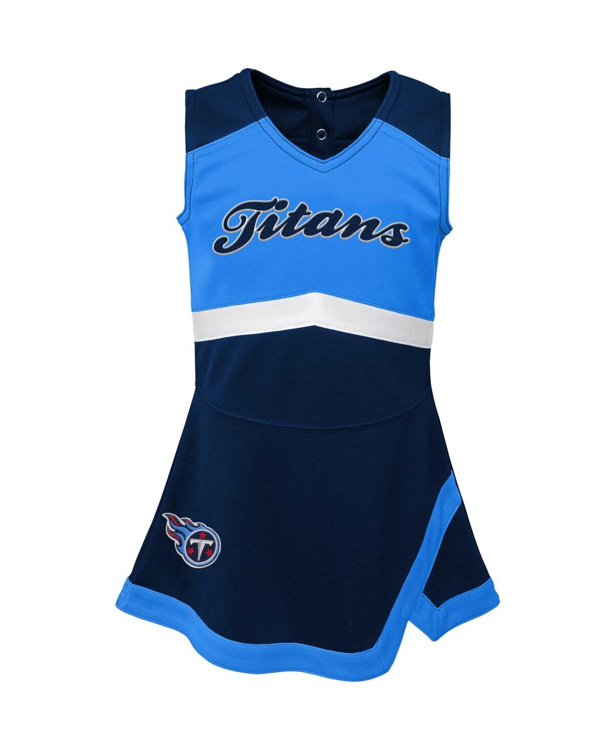 Outerstuff Girls Baby Boys And Girls Navy Tennessee Titans Cheer Captain Jumper Dress In Blue