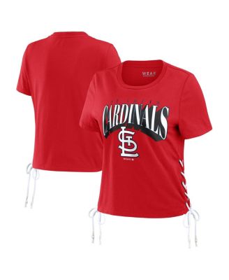 WEAR by Erin Andrews - Women's Red St. Louis Cardinals Side Lace-Up Cropped T-Shirt