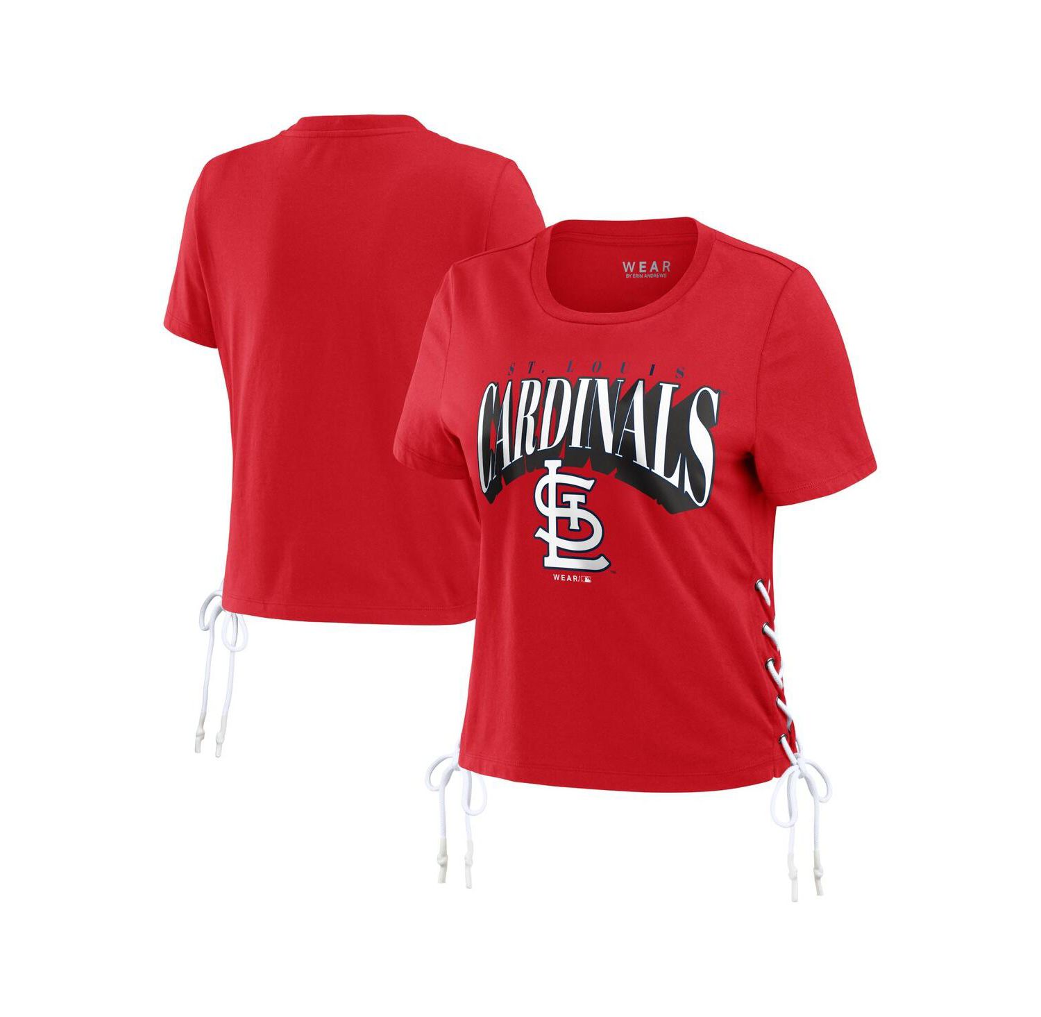 Women's Red St. Louis Cardinals Side Lace-Up Cropped T-Shirt