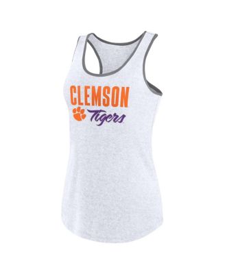 Women's Ash Clemson Tigers Fuel Racerback Tank Top