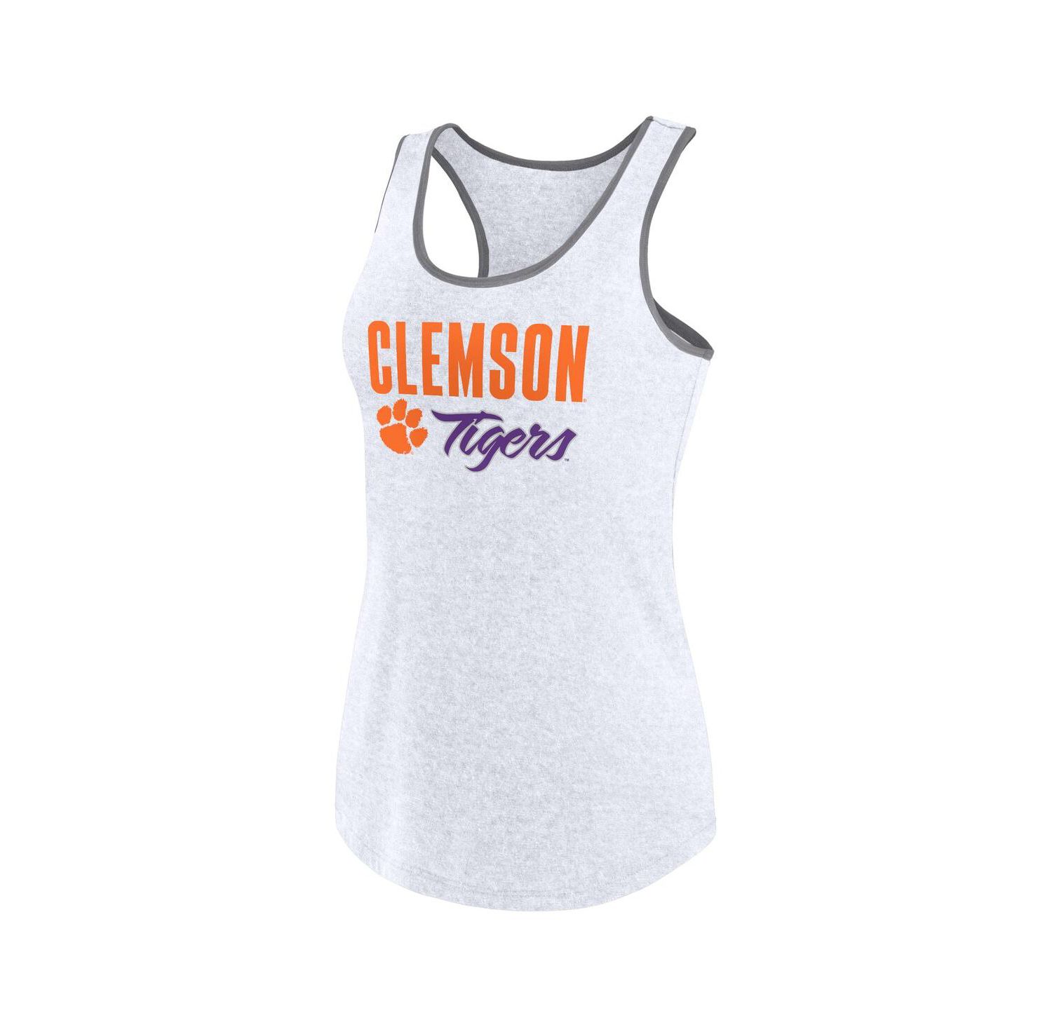 Women's Ash Clemson Tigers Fuel Racerback Tank Top