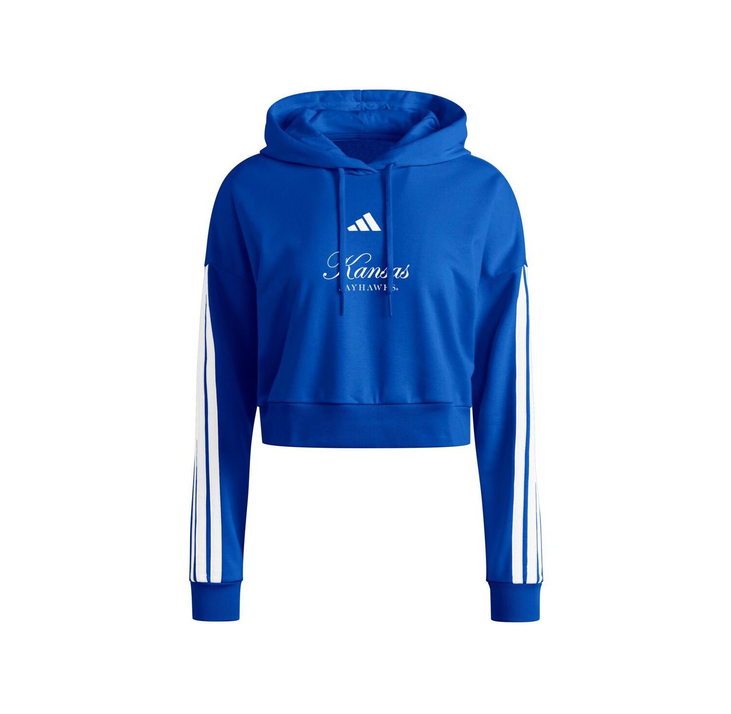 Women's Royal Kansas Jayhawks Campus Queen Cropped Pullover Hoodie