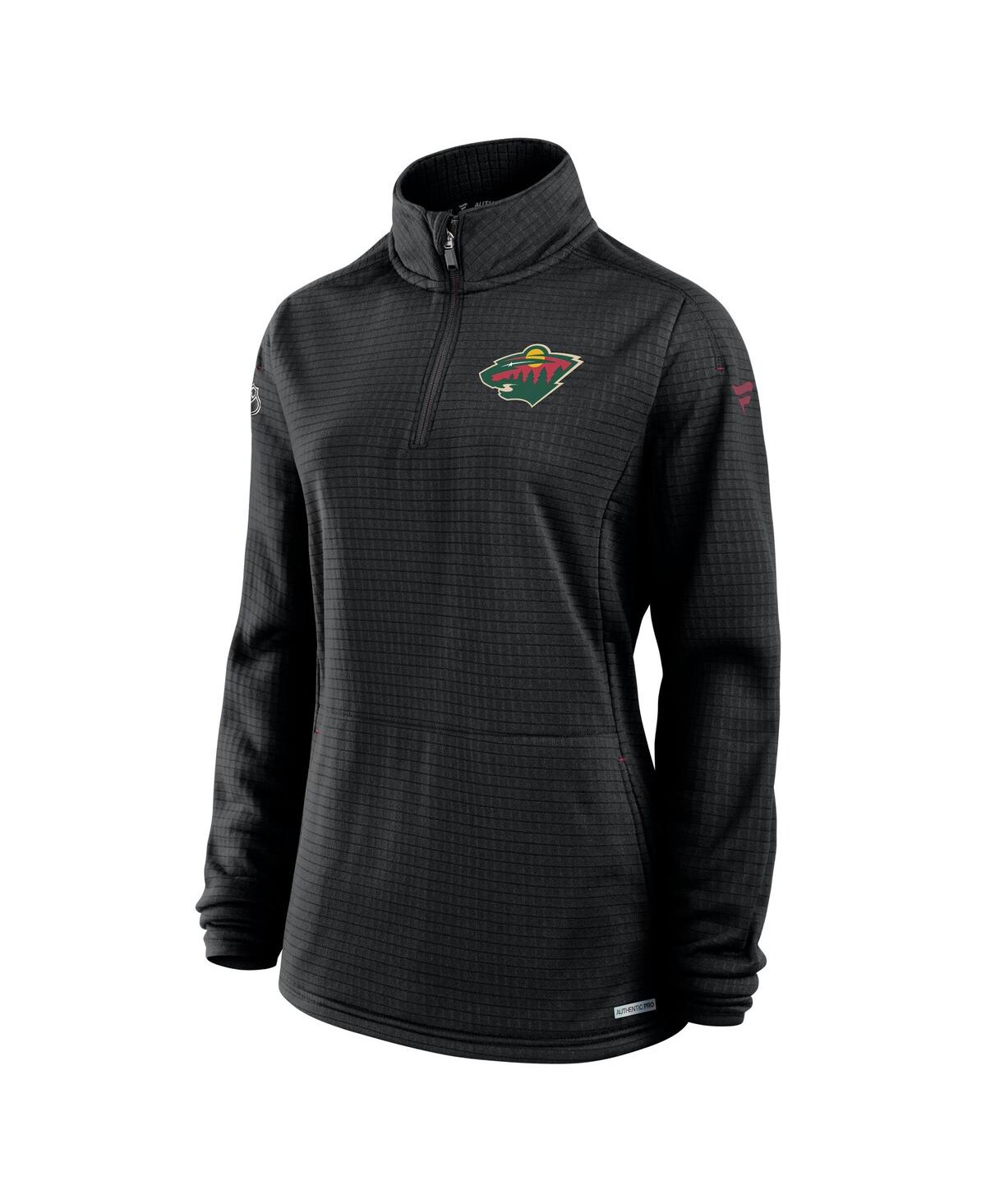 Fanatics Women's Black Detroit Red Wings Authentic Pro Rink Lightweight Quarter-zip Pullover Sweatshirt In Black