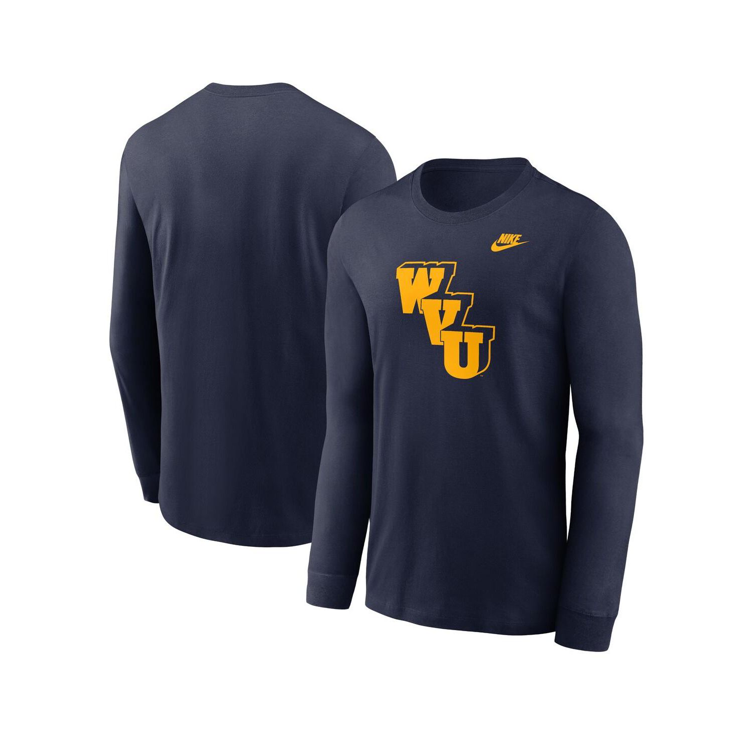 Men's Navy West Virginia Mountaineers Legacy Primary Logo Long Sleeve T-Shirt