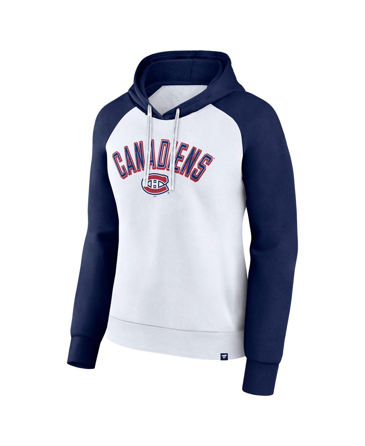 Fanatics Women's Navy Montreal Canadiens Indispensable Raglan Fleece Pullover Hoodie In Multi