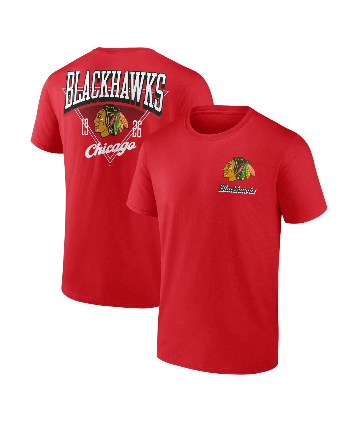 Logo Athletic Men's Red Chicago Blackhawks Never Over T-shirt In Red