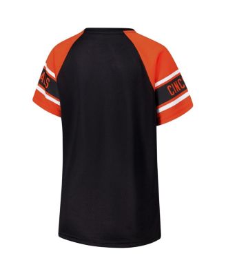 Women's Black Cincinnati Bengals 1st Rounder Color Block Raglan Top