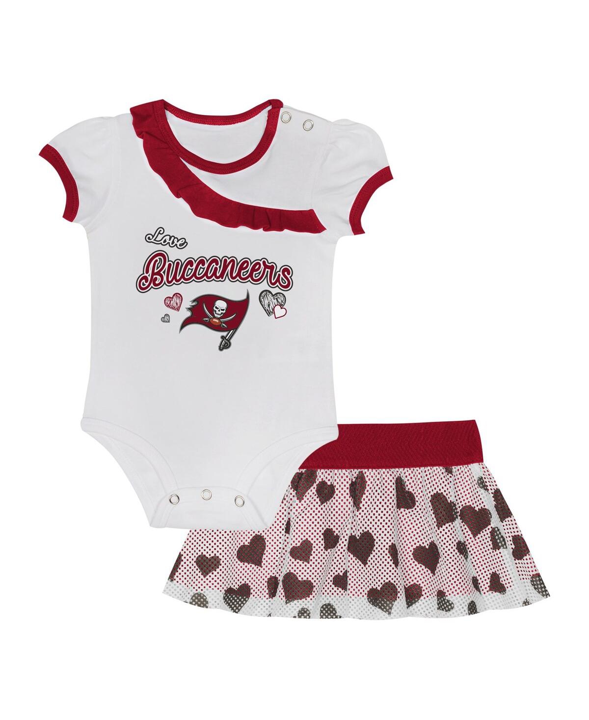 Outerstuff Baby Boys And Girls Tampa Bay Buccaneers Love My Team Bodysuit Skirt Set In White
