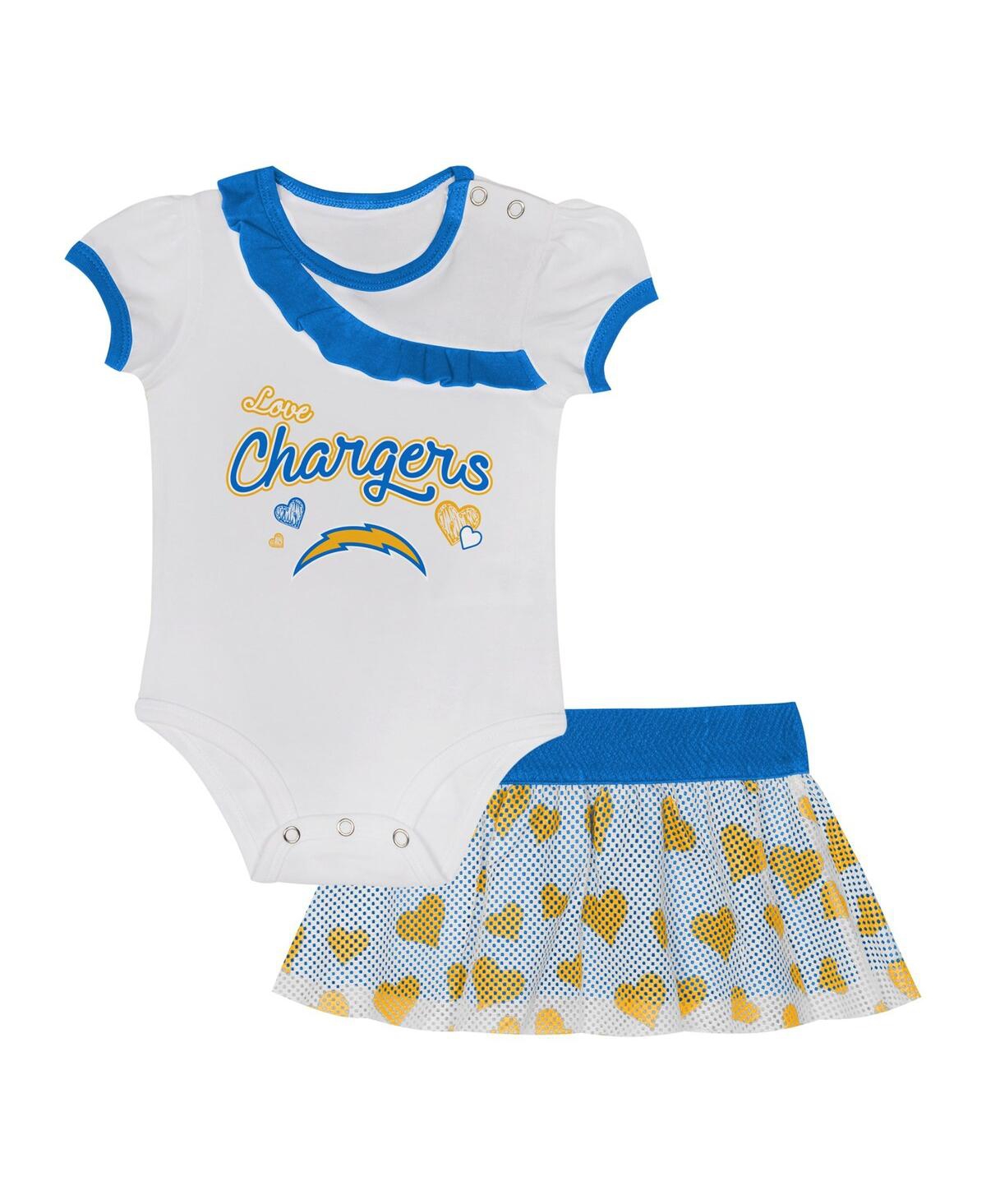Outerstuff Newborn & Infant Los Angeles Chargers Love My Team Bodysuit & Skirt Set In White