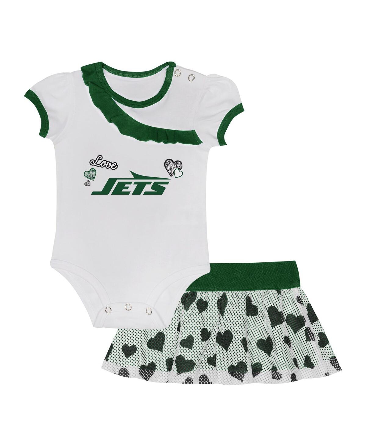 Outerstuff Baby Boys And Girls 2-piece New York Jets Love My Team Bodysuit And Skirt Set In Green