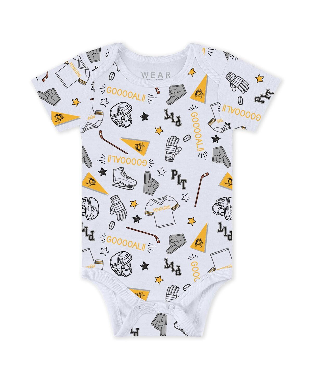Wear By Erin Andrews Baby Boys And Girls 3-piece Pittsburgh Penguins Turn Me Around Bodysuits Pants Set In Gray