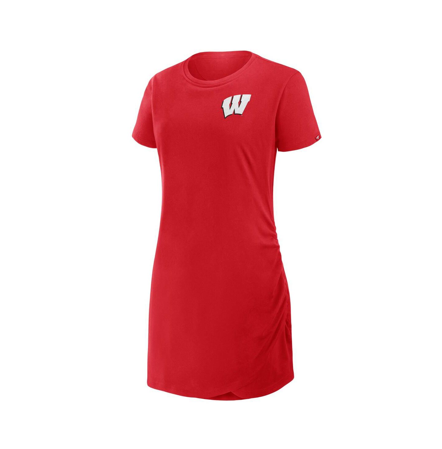 Женское платье Fanatics Red Wisconsin Badgers Ruched Drape T-Shirt — фото 2