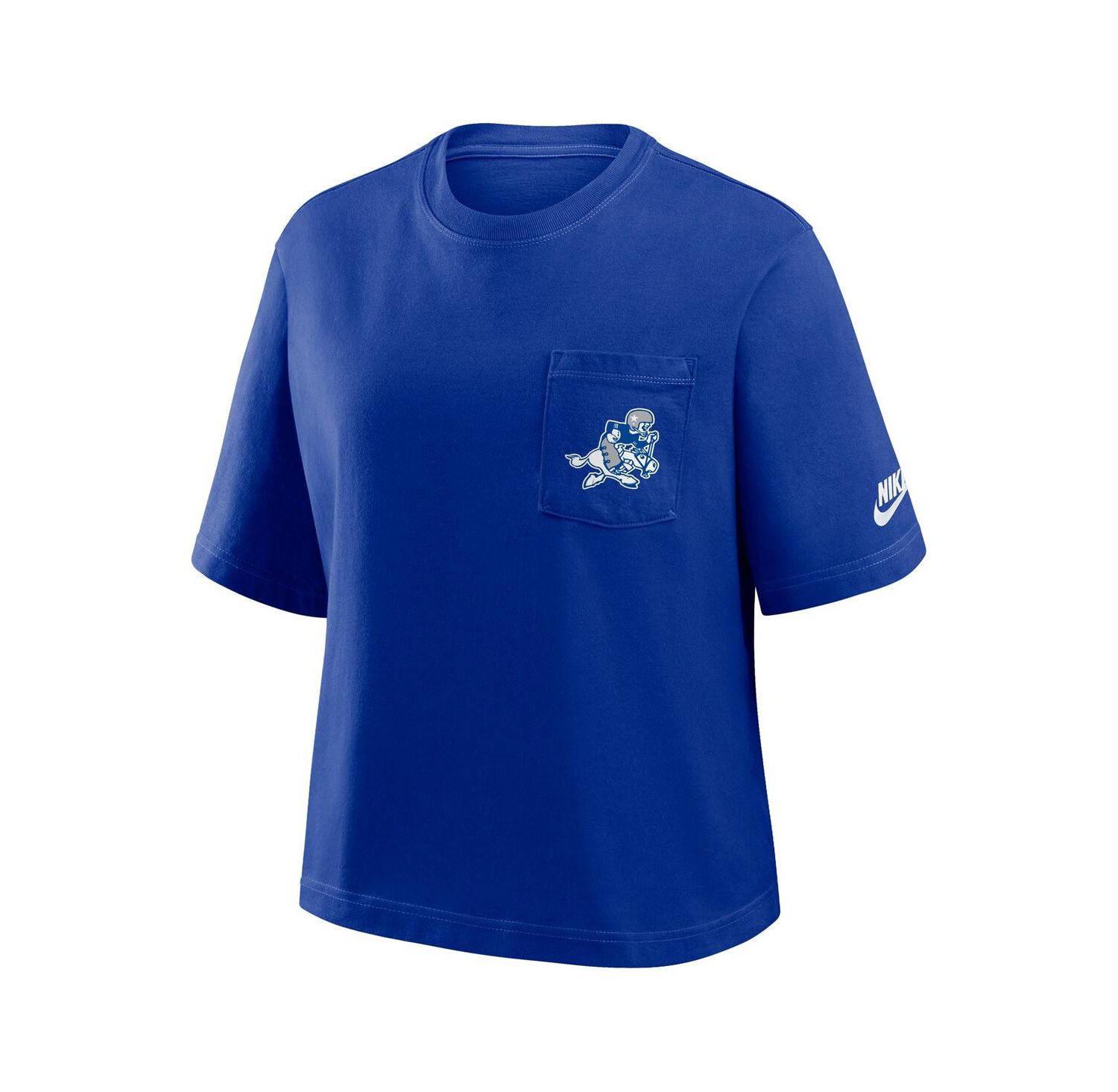 Women's Navy Dallas Cowboys Rewind Pocket Boxy T-Shirt