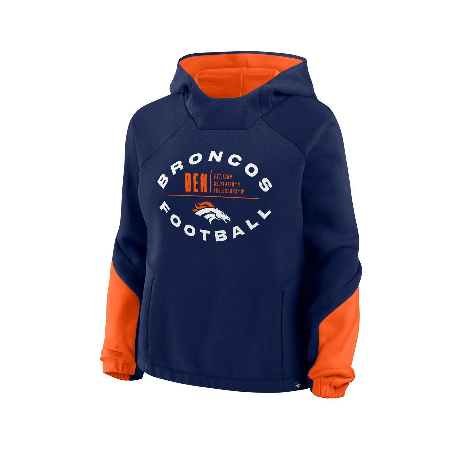 Women's Navy Denver Broncos Oversized Redzone Bubble Screen Pullover Hoodie