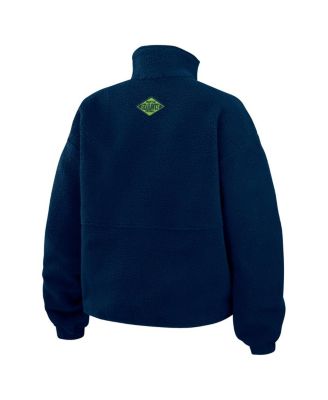 Women's College Navy Seattle Seahawks Polar Fleece Half-Zip Jacket
