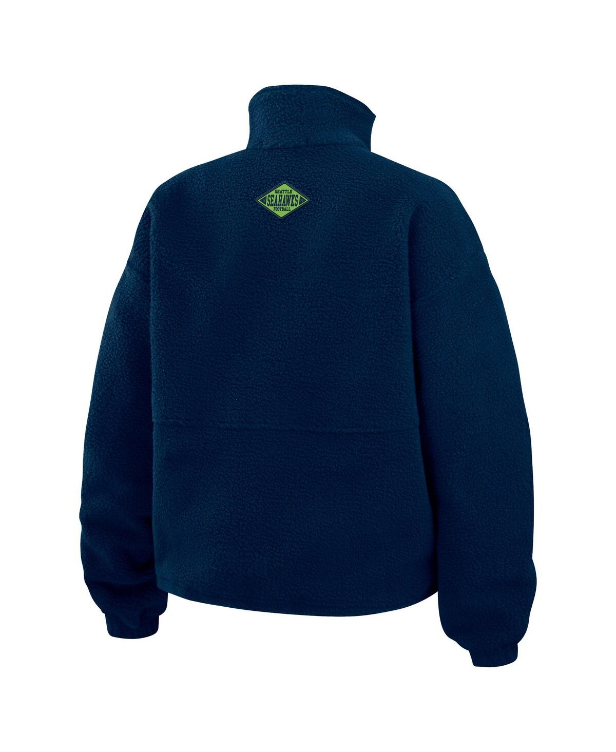 Wear By Erin Andrews College Navy Seattle Seahawks Polar Fleece Half-zip Jacket In Blue