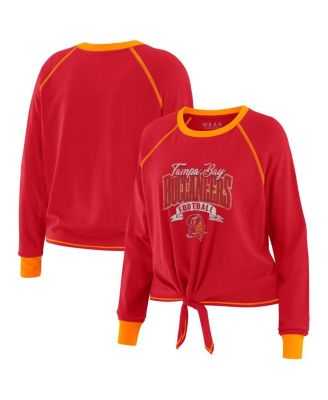 WEAR by Erin Andrews - Women's Red/Orange Tampa Bay Buccaneers Plus Size Tie-Front Long Sleeve Top