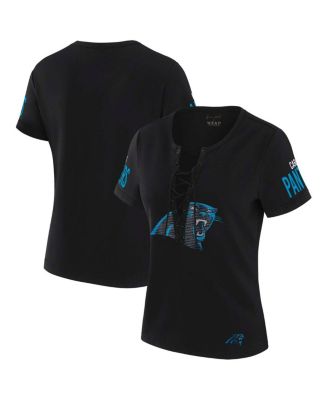 WEAR by Erin Andrews - Women's x Gracie Hunt Black Carolina Panthers Draft Me Lace-Up T-Shirt