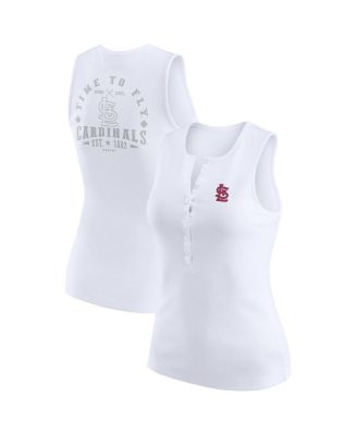 WEAR by Erin Andrews - Women's White St. Louis Cardinals Rib-Knit Henley Tank Top
