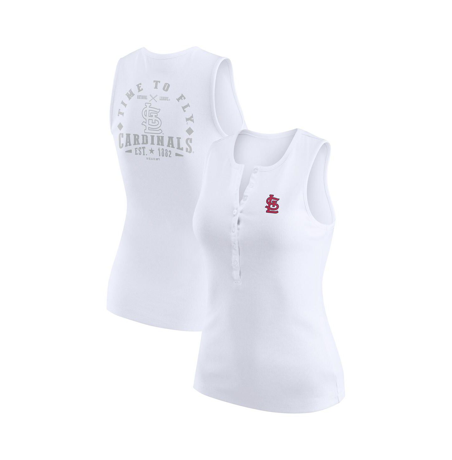 Женский топ WEAR by Erin Andrews White St. Louis Cardinals Rib-Knit Henley — фото 1