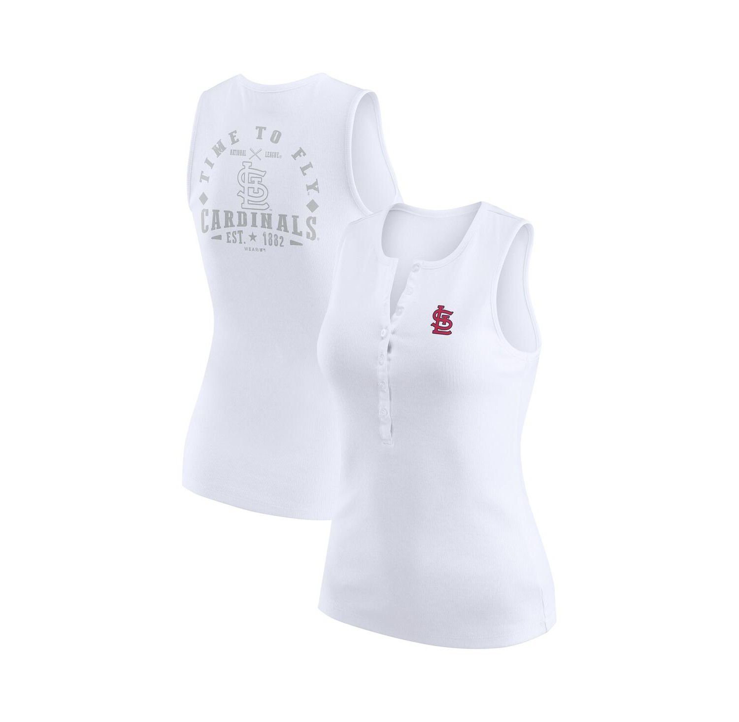 Women's White St. Louis Cardinals Rib-Knit Henley Tank Top